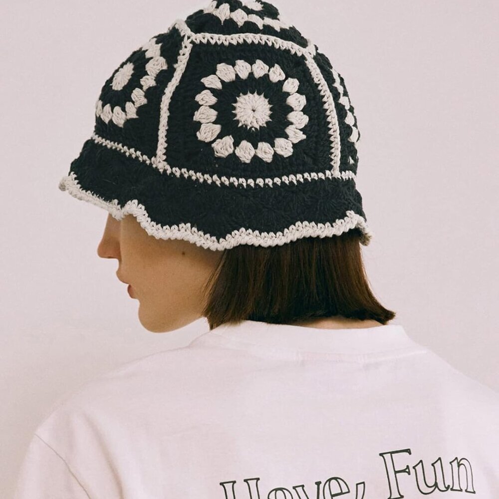Crochet Bucket Hat for Women Knit Handmade Foldable Floppy Beach Hat Fashion Cut - Picture 3 of 7